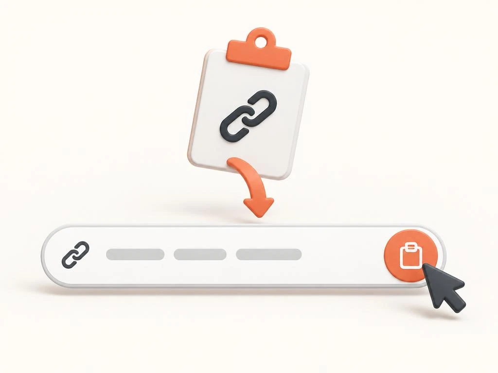 Clipboard transferring a copied media link into a browser URL field — Instagram video download
